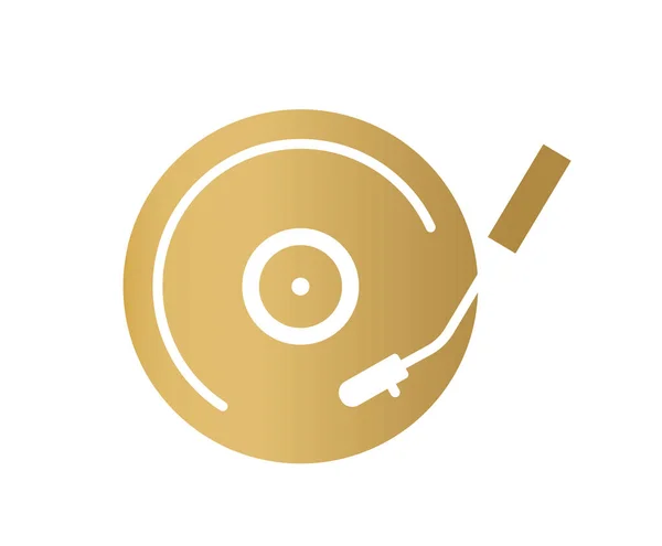 Golden Vinyl Player Gramophone Icon Vector Illustration — стоковый вектор
