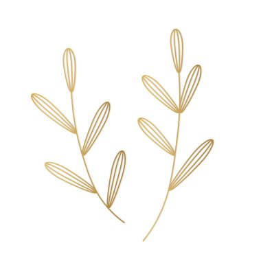 Yaprakları olan altın dallar - vektör çizimi