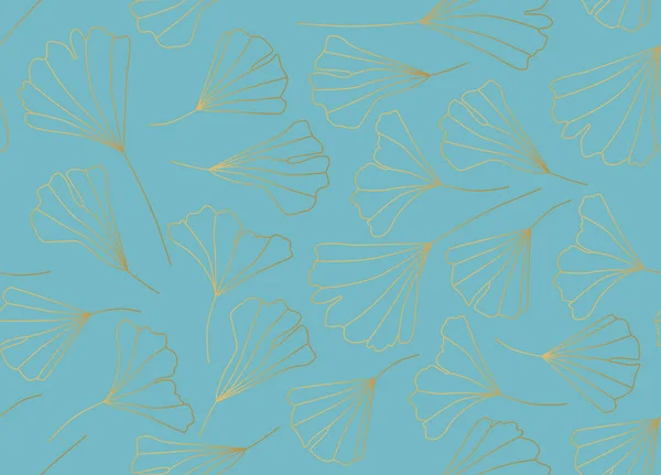 Golden Gingko Leaves Seamless Pattern Vector Illustration — Stock Vector