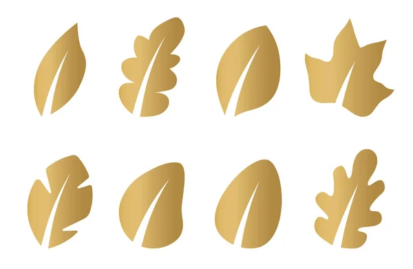 Set Von Goldenen Blättern Vektorillustration — Stockvektor