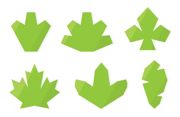 Hojas Geométricas Verdes Set Vector Ilustración — Vector de stock