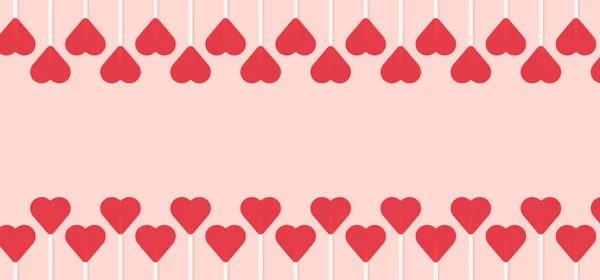 Corazón Rojo Banner Piruleta Del Día San Valentín Fondo Vector — Vector de stock
