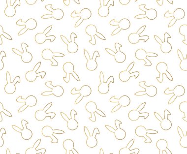 Altın Paskalya tavşanı kusursuz desen - vektör çizimi