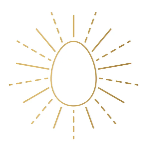 Uovo Pasqua Dorato Con Illustrazione Del Vettore Sunburst — Vettoriale Stock