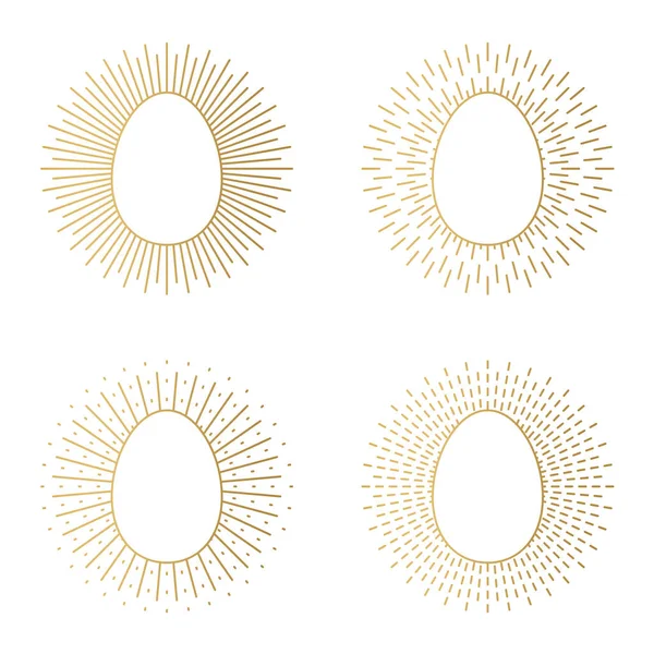 Conjunto Ovos Páscoa Dourada Com Sunbursts Ilustração Vetor —  Vetores de Stock