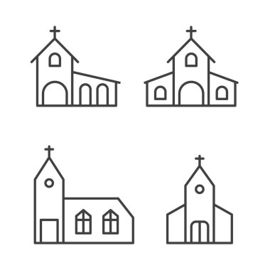 Hıristiyan, Katolik kilise simgesi vektör illüstrasyonları