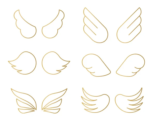 Conjunto Asas Douradas Icon Ilustração Vetorial — Vetor de Stock