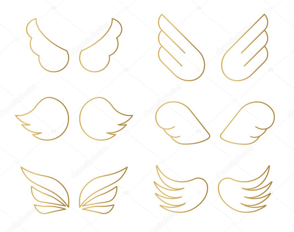 set of golden wings icon- vector illustration