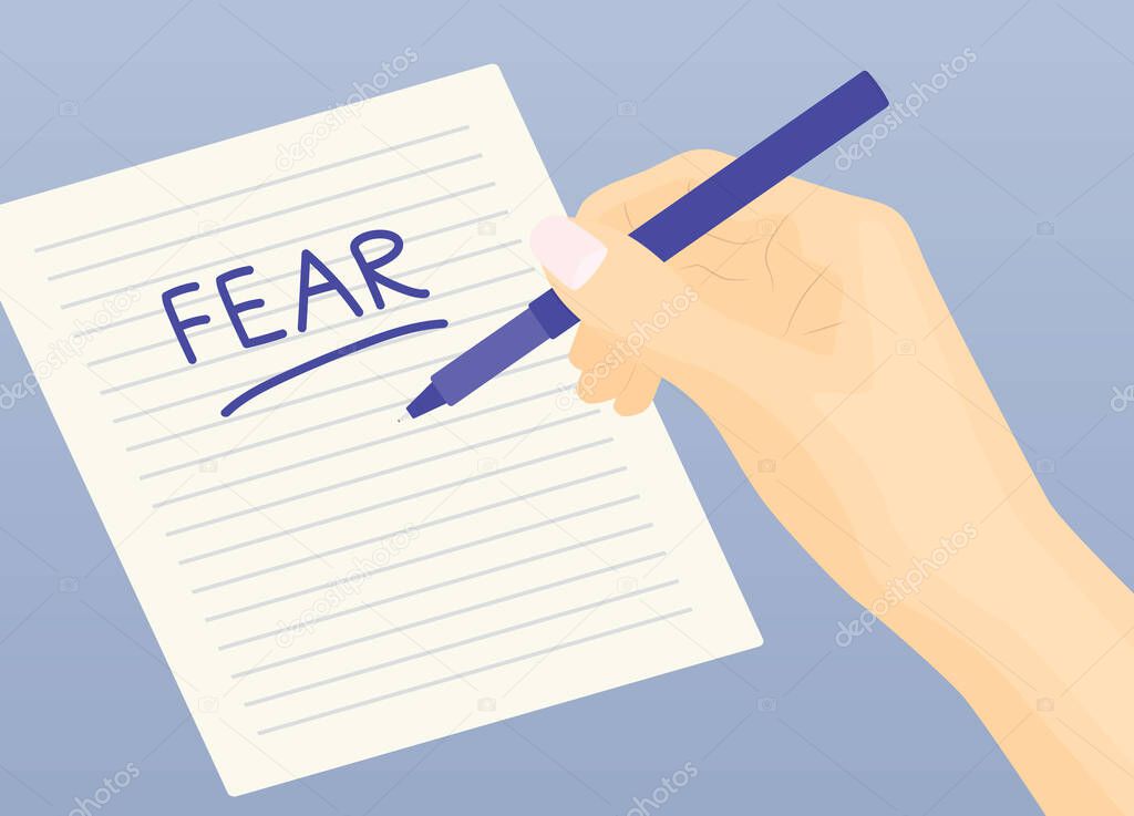 fear written on a piece of paper - vector illustration