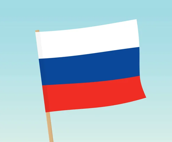 Drapeau Russie Contre Ciel Bleu Illustration Vectorielle — Image vectorielle