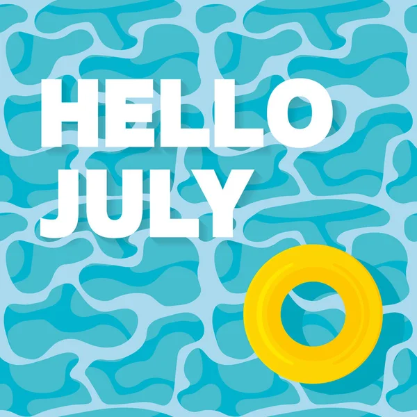 Hello July Swimming Pattern Векторная Иллюстрация — стоковый вектор