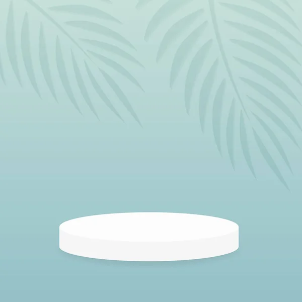 Plate Forme Cylindrique Piédestal Sur Scène Avec Ombres Feuilles Palmier — Image vectorielle