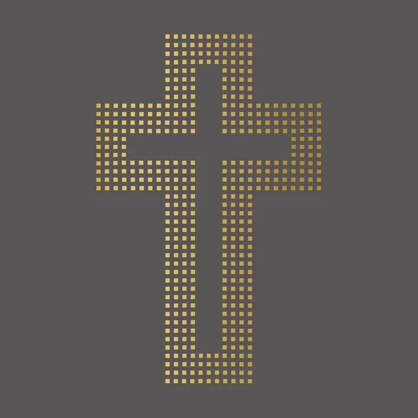 Gouden Christelijke Religieuze Kruis Icon Vector Illustratie — Stockvector