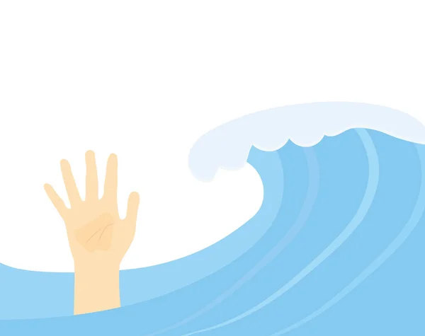 Fırtınalı Denizde Boğulan Adam Yardım Istiyor Yaklaşan Tehlike Problem Konsepti — Stok Vektör
