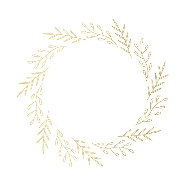 Золотий Квітковий Вінок Гірлянда Крихітні Гілки Векторні Ілюстрації — стоковий вектор