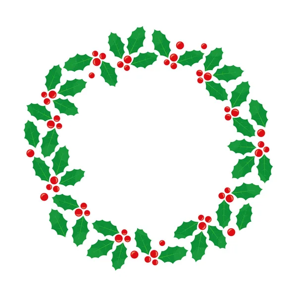 Corona Bayas Sagradas Navidad Decorativa Planta Vector Ilustración — Vector de stock