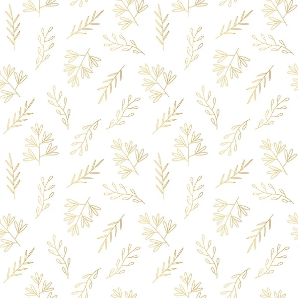 Nahtloses Goldenes Muster Mit Floralen Elementen Vektorillustration — Stockvektor