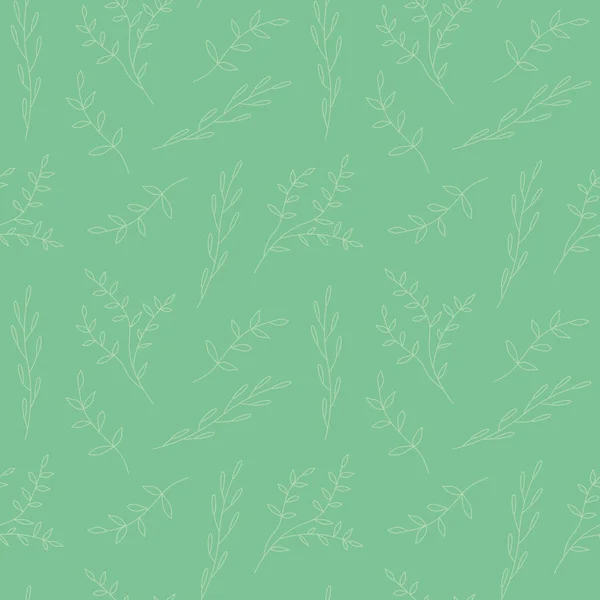 Seamless Pattern Tiny Twigs Leaves Wrapping Textile Wallpaper Vector Illustration — Vettoriale Stock