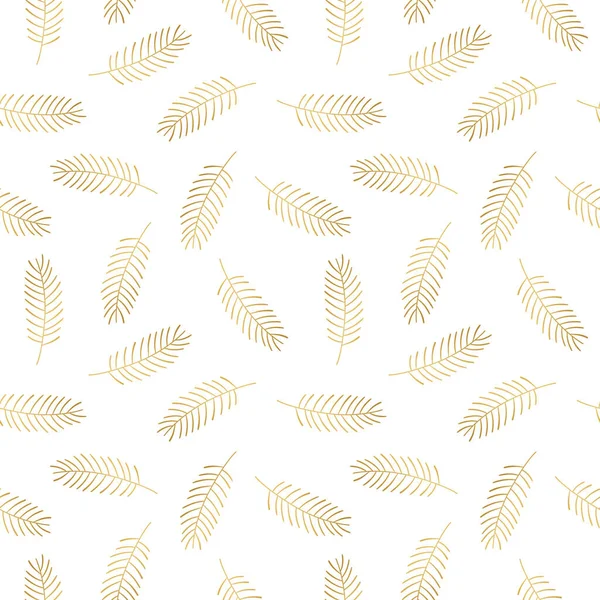 Seamless Pattern Golden Fir Tree Twigs Christmas Elegant Background Wrapping — Vettoriale Stock