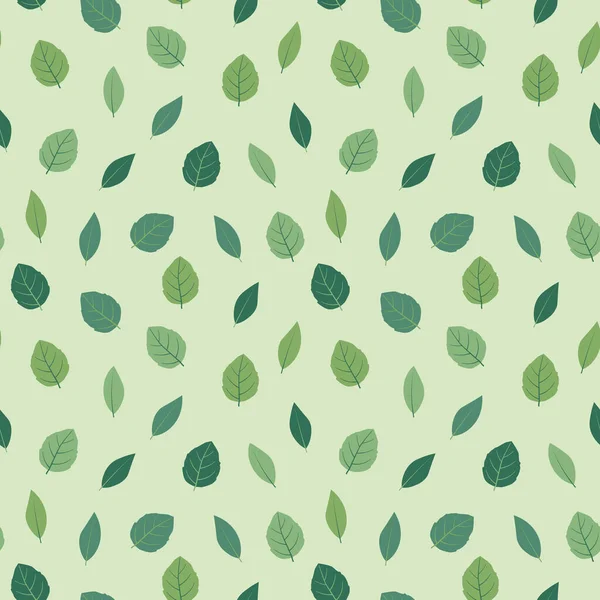 Yeşil yaprakların kusursuz deseni, ambalaj, tekstil, duvar kağıdı - vektör illüstrasyonu