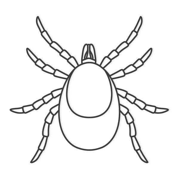 Svart Kontur Fästinglyme Insekt Vektor Illustration — Stock vektor