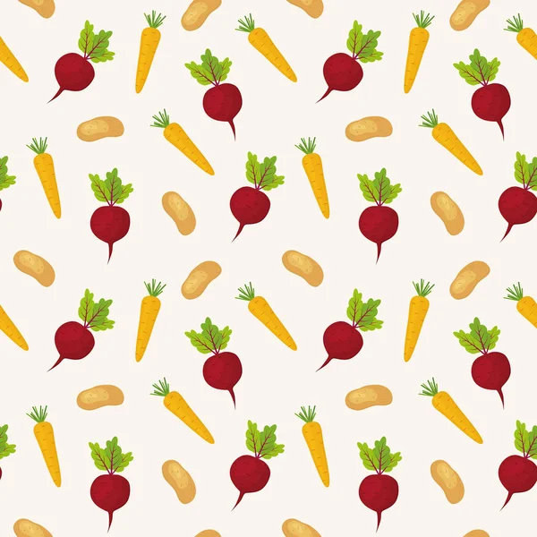 Gemüse Nahtloses Muster Zusammensetzung Von Rote Bete Karotten Und Kartoffeln — Stockvektor