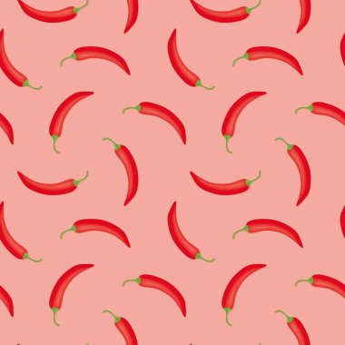 Sıcak kırmızı biber dikişsiz desen, ambalaj, tekstil, duvar kağıdı - vektör illüstrasyonu için harika.