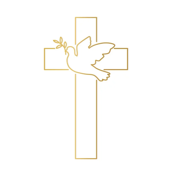 Золотий Голуб Оливковою Гілкою Святий Дух Розп Яття Некролог Символ — стоковий вектор