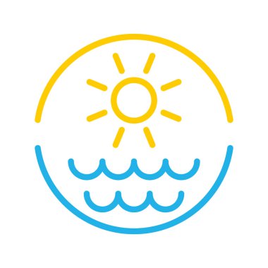 güneş ve deniz ikonu vektör çizimi