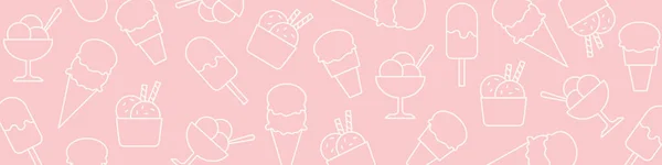 Summer Banner Different Ice Creams Vector Illustration — Stockvektor
