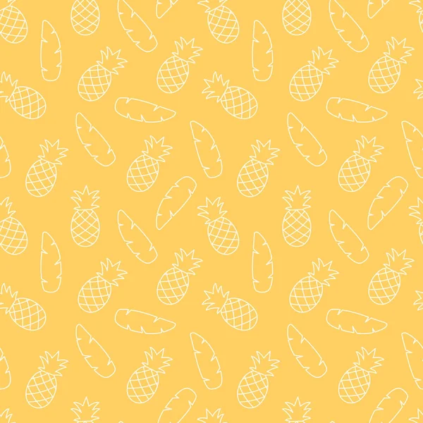 Summer Seamless Pattern Pineaplles Palm Leaves Great Wrapping Textile Wallpaper — стоковый вектор