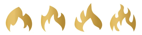 Set Golden Different Fire Flames Vector Illustration — Stock vektor