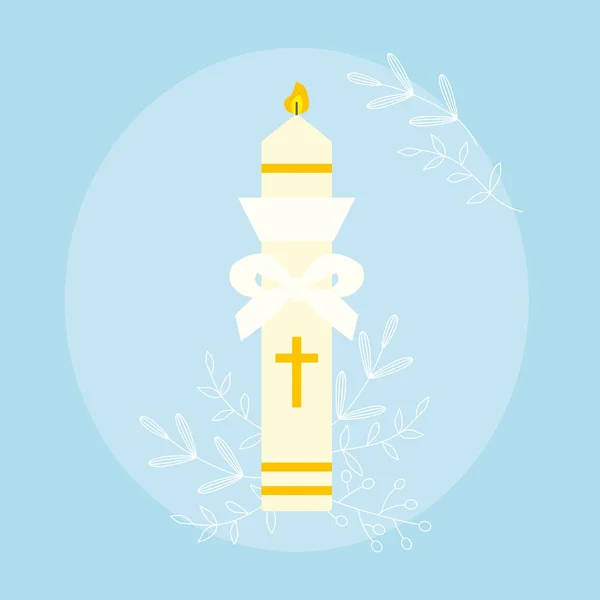 Eerste Heilige Communie Doopkaars Vector Illustratie — Stockvector