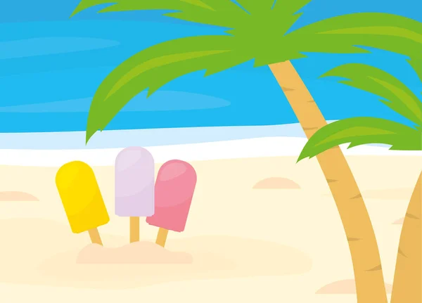 Gelato Sulla Spiaggia Tropicale Vacanza Estiva Relax Concettuale Illustrazione Vettoriale — Vettoriale Stock