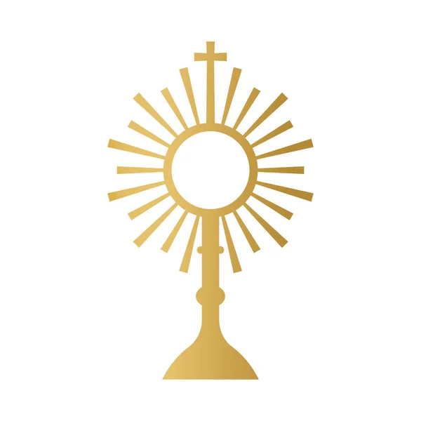 Gouden Sacrament Van Eucharistie Heilige Communie Corpus Christi Monstrans Vector — Stockvector