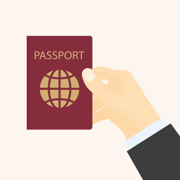 Рука Тримає Паспорт Концепція Подорожей Імміграція Векторні Ілюстрації — стоковий вектор