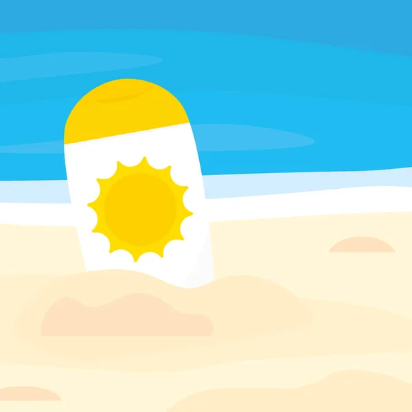 Loción Protección Solar Playa Vector Ilustración — Vector de stock