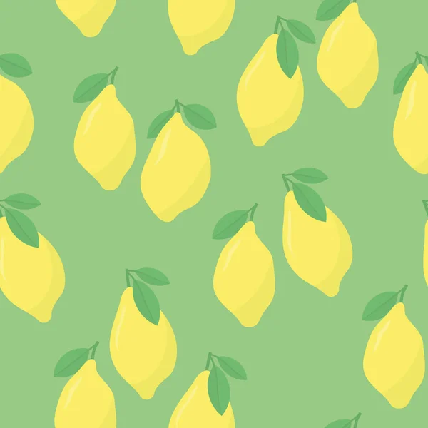 Seamless Pattern Lemon Fruits Leaves Great Wrapping Textile Wallpaper Greeting — Stock Vector