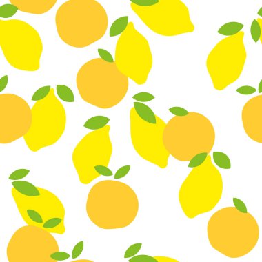 limon ve turuncu turunçgil desenli, ambalaj, tekstil, duvar kağıdı, tebrik kartı illüstrasyonu-