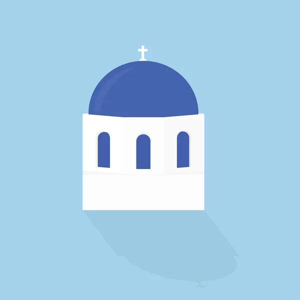 ギリシャのドーム型教会の典型的な建築 ベクトル図 — ストックベクタ