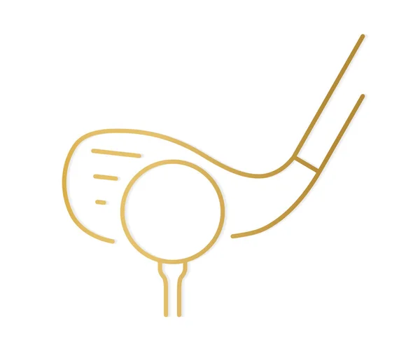 Golden Golf Club Ball Tee Vector Illustratio — Stock Vector