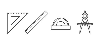 Geometrik küme, okul araçları - vektör illüstrasyonu