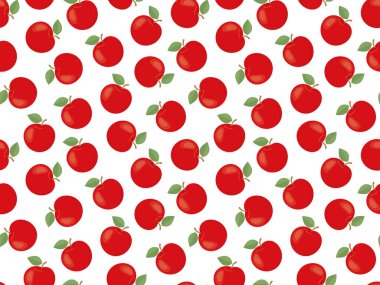Kırmızı elmaların kusursuz deseni, ambalaj, tekstil, duvar kâğıdı, tebrik kartı illüstrasyonu-