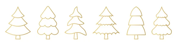 Conjunto Árvore Natal Dourada Ilustração Vetorial —  Vetores de Stock