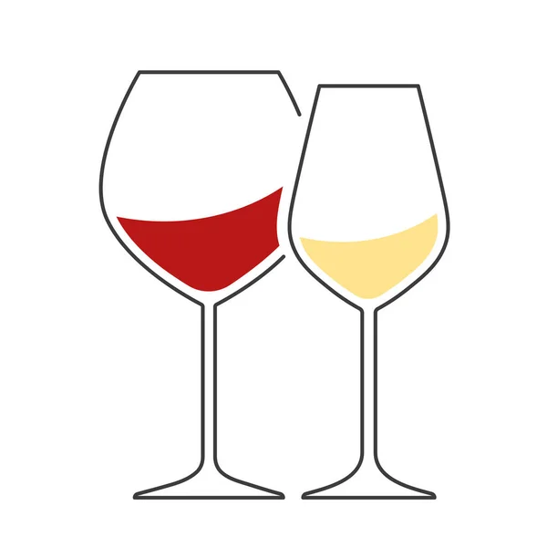 Glas Weiß Und Rotwein Ikone Vektorillustration — Stockvektor