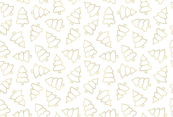 Golden Seamless Christmas Tree Pattern Great Wrapping Textile Wallpaper Greeting — Archivo Imágenes Vectoriales