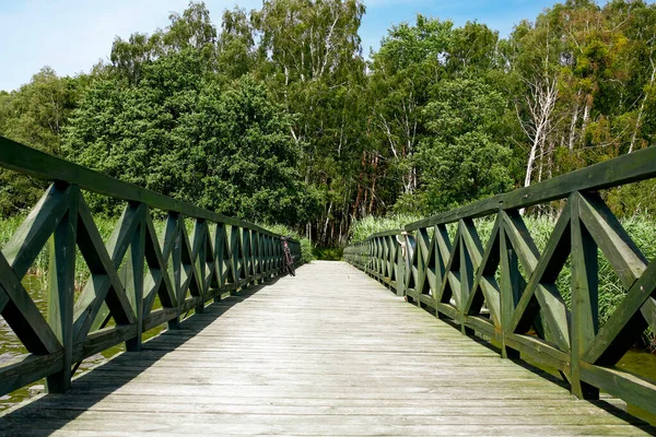 Wooden Pier Lebsko Lake Slowinski National Park Leba Northern Poland Stock Image