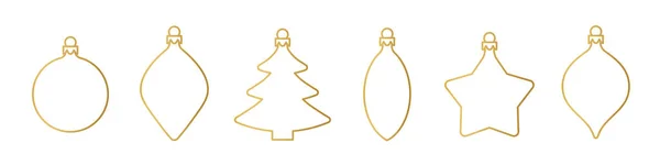 Set Different Golden Line Christmas Balls Vector Illustratio — Vetor de Stock