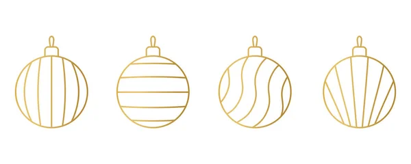 Set Different Golden Line Christmas Balls Vector Illustration — Stockový vektor