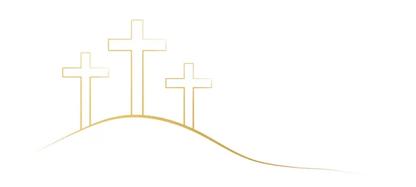 Τρεις Σταυροί Στο Λόφο Σταύρωση Του Ιησού Χριστού Μεγάλη Παρασκευή — Διανυσματικό Αρχείο